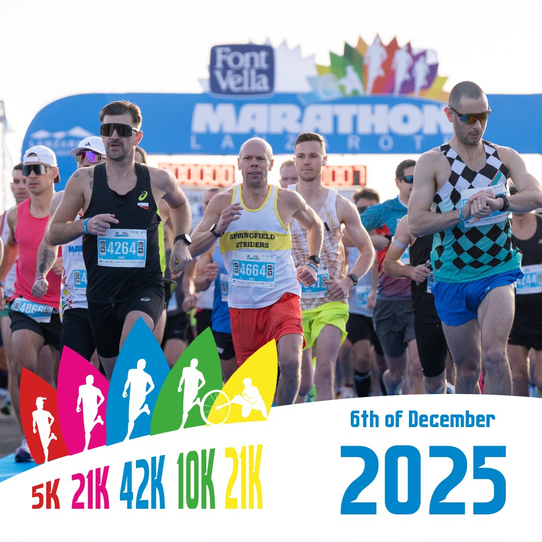 Nuevo año, nuevos desafíos. Prepárate para conquistar el paraíso volcánico del #LanzMarathon en Diciembre 2025. ¡Tu próxima meta te espera en la isla de los volcanes! 🌋🏃‍♀️ #Running #MaratónLanzarote