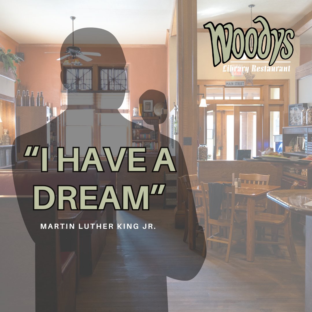 Celebrating the life and vision of Dr. Martin Luther King Jr. May we all be inspired to create a brighter and more peaceful future. 

Woodys is open at 11 AM, welcoming you for our normal hours.

#MLKDay #WoodysCarmel #CarmelIN #CarmelArtsandDesignDistrict
