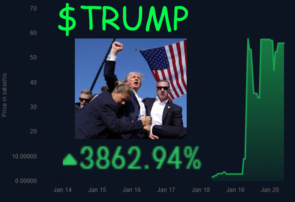 Check out the Trump token that didn't rug on Bitcoin Cash!  It is still a very low marketcap <$100 still!🤑

Giving away 40,000 tokens split up between everyone that replies with their Zapit wallet name in 24 hours!

Must be following, Like, &amp; Repost to be eligible for the prize.