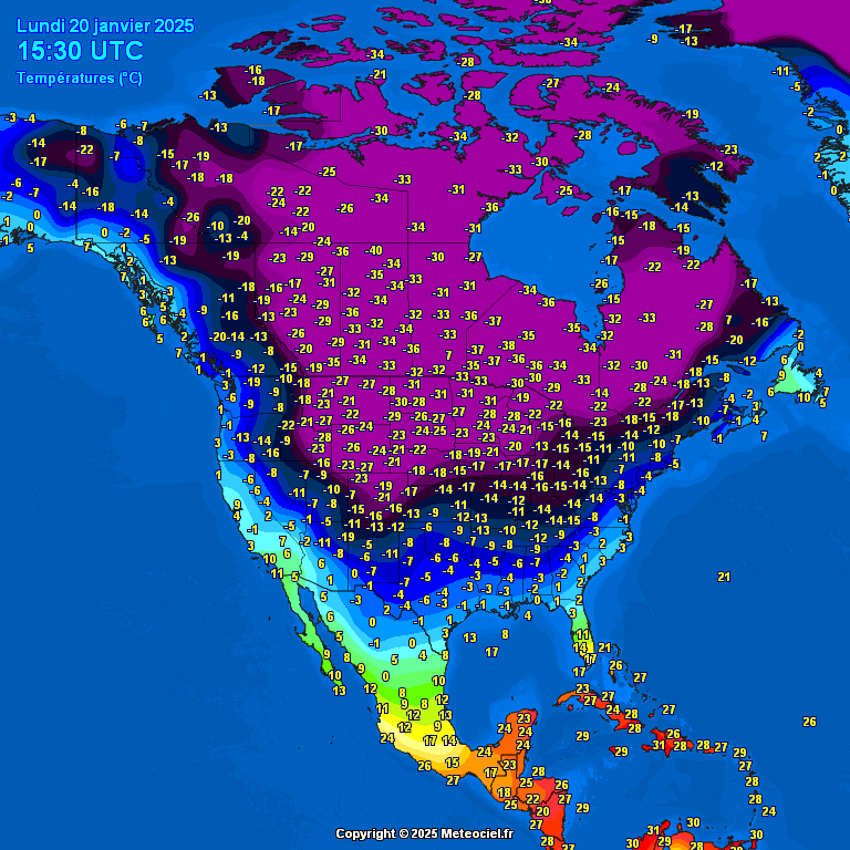 MarkVogan's tweet photo. Current North America temps & wind chill...
Feels-like 50s below (C) in Western Ontario! #PolarVortex #ArcticOutbreak #SiberianExpress https://t.co/tOn9pmWC5c