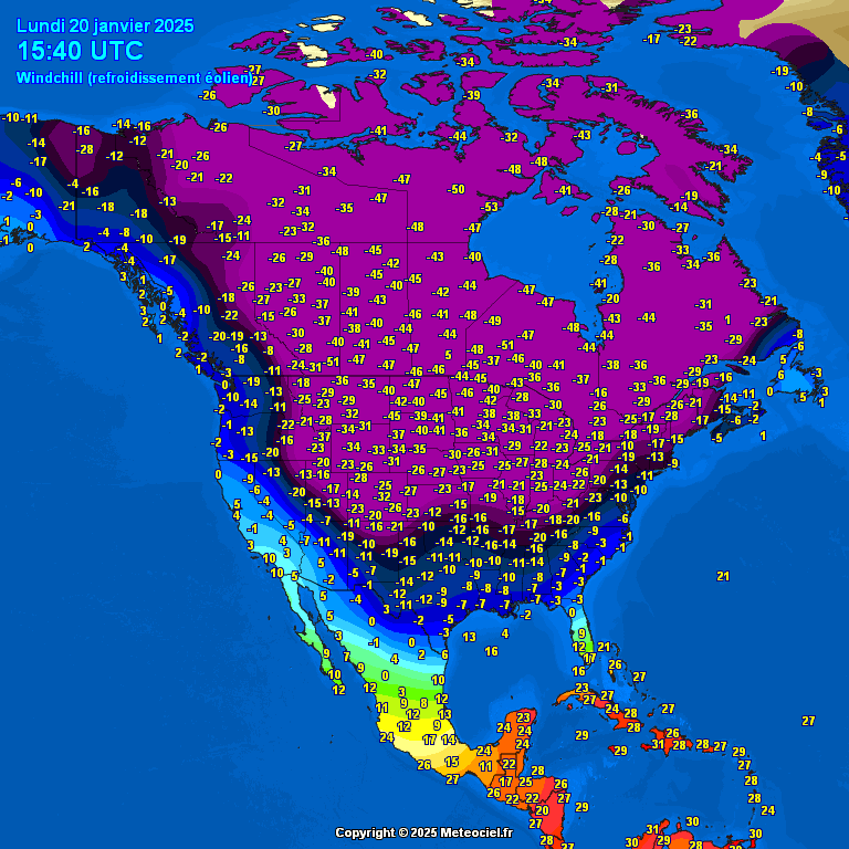 MarkVogan's tweet photo. Current North America temps & wind chill...
Feels-like 50s below (C) in Western Ontario! #PolarVortex #ArcticOutbreak #SiberianExpress https://t.co/tOn9pmWC5c