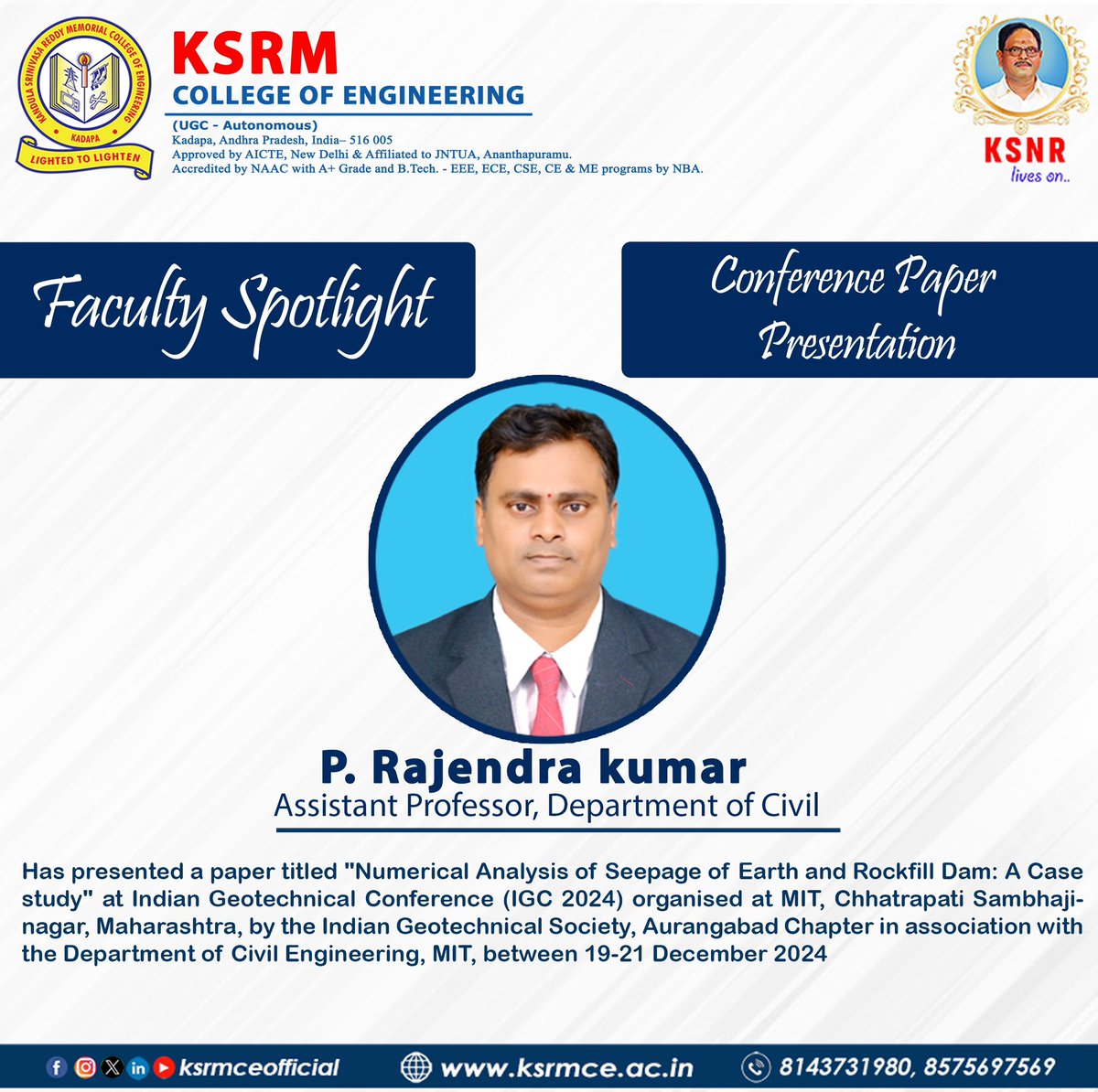 ksrmceofficial's tweet image. Congratulations   #ksrmciv #conference #igc2024 #ksrm #ksrmce #kandulagroups #engineering #kadapa #aicte #jntua #IntiativesofMHRD #ugc #iic #apsche