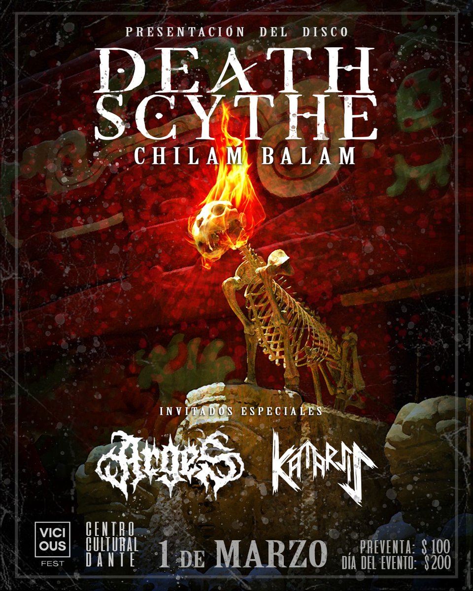 MÉRIDA 1 de Marzo presentación de nuestro nuevo disco CHILAM BALAM. invitados de lujo: @Arges y Katarsis
📅1° de marzo📍Centro Cultural DANTE  ⏰ 8 PM
📍Foro Cultural Dante C. 17 138B, Itzimná, 97100 Mérida, Yuc.
🎟️Boletos: Preventa $100 | Whats: 9993280880
🎟️Día del evento $200.