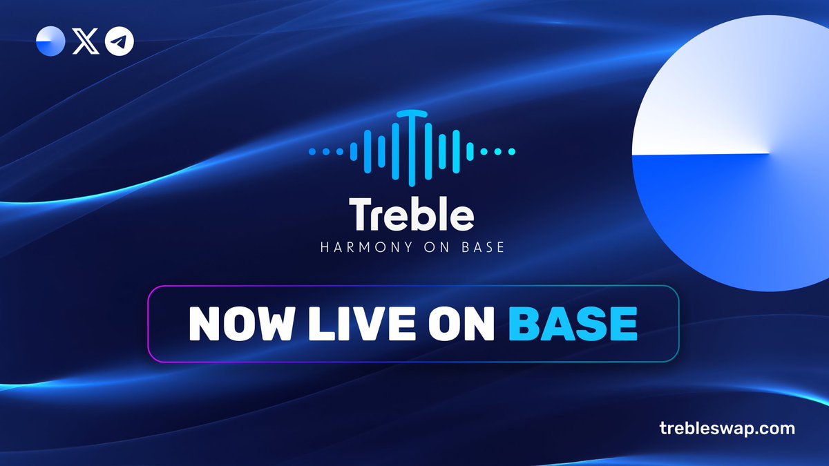 🟦 Trade now on Treble! The first modular V4 DEX on @base is here, bringing  cross-chain swaps, on/off ramps, staking, and no-KYC crypto spending, all  in one seamless #DeFi Hub. Start trading