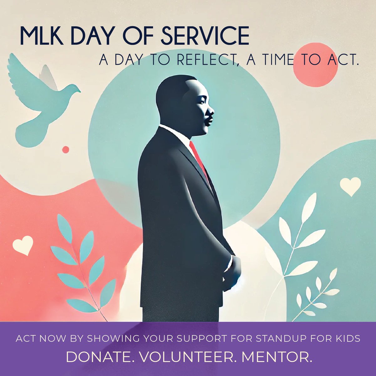 for_roads's tweet photo. The act of giving back is one of the most powerful gifts you can give your community. Together, let's commemorate the 30th anniversary of MLK Day and make a difference through service. 
Donate. Volunteer. Mentor.
#StandUpForKids
#HomelessYouth
#MLKDay
#MLKDayOfService
#MLKDay2025 https://t.co/TInCa6ocja