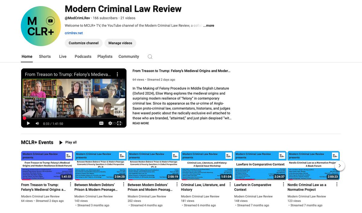 Modern Criminal Law Review (@modcrimlrev) on Twitter photo 😢Missed last week's event FROM TREASON TO TRUMP?
😃Video & podcast now at crimlrev.net, YouTube.com/@ModCrimLRev & your favorite podcast app
😎crimlrev.net/2024/10/19/fro…
🥳Special MCLR+ Forum coming up this spring!
<a href="/Schwartzesque/">Mattathias Schwartz</a> <a href="/OUPLaw/">OUP Law</a> <a href="/LizPappKamali/">Liz Papp Kamali</a> 😢Missed last week's event FROM TREASON TO TRUMP?
😃Video & podcast now at crimlrev.net, YouTube.com/@ModCrimLRev & your favorite podcast app
😎crimlrev.net/2024/10/19/fro…
🥳Special MCLR+ Forum coming up this spring!
<a href="/Schwartzesque/">Mattathias Schwartz</a> <a href="/OUPLaw/">OUP Law</a> <a href="/LizPappKamali/">Liz Papp Kamali</a>