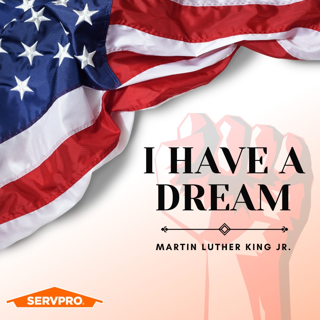Dr. King’s legacy reminds us that together, we can create positive change. This MLK Jr. Day, let’s celebrate his dream and strive to serve others. 🌟 #MLKDay #ServiceToOthers #SERVPRO