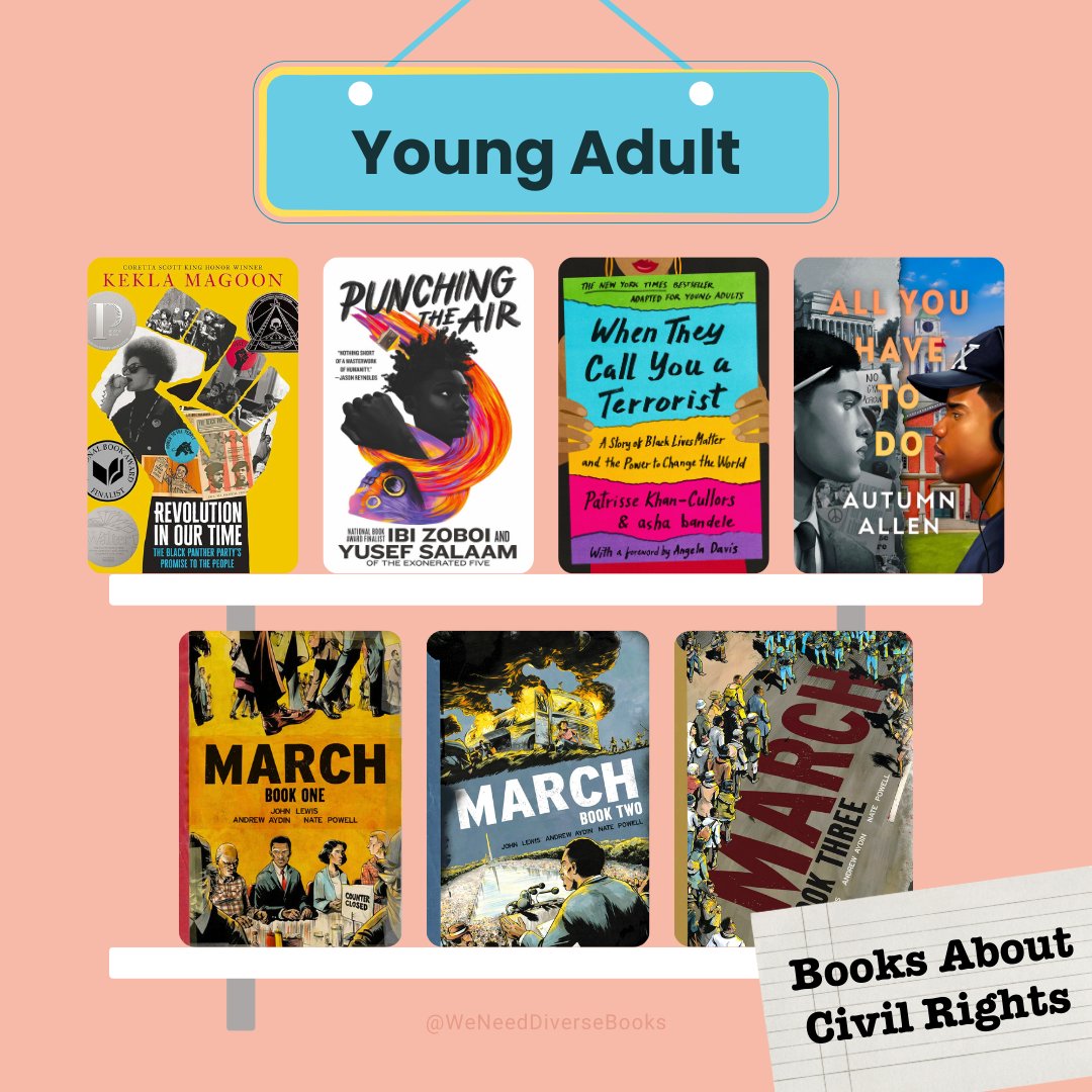 We Need Diverse Books (@diversebooks) on Twitter photo <a href="/JPWPapercut/">Janelle Washington</a> <a href="/AndreaDavisPink/">Andrea Davis Pinkney</a> <a href="/orchid6661/">Paula Young Shelton</a> <a href="/poetweatherford/">Carole Boston Weatherford</a> <a href="/Leeseray/">Lisa Moore Ramee</a> <a href="/EricaEditor/">Erica Martin</a> <a href="/OneCrazyRita/">Rita Williams-Garcia</a> <a href="/ilyasahShabazz/">Dr. Ilyasah Shabazz</a> YOUNG ADULT
āŖļø āRevolution in Our Timeā by <a href="/KeklaMagoon/">Kekla Magoon</a>
āŖļø āPunching the Airā by Ibi Zoboi & <a href="/dr_yusefsalaam/">Yusef Abdus Salaam</a>
āŖļø āWhen They Call You a Terroristā (YA) by Patrisse Cullors, asha bandele, Benee Knauer
(Titles continued ā¬ļø) <a href="/JPWPapercut/">Janelle Washington</a> <a href="/AndreaDavisPink/">Andrea Davis Pinkney</a> <a href="/orchid6661/">Paula Young Shelton</a> <a href="/poetweatherford/">Carole Boston Weatherford</a> <a href="/Leeseray/">Lisa Moore Ramee</a> <a href="/EricaEditor/">Erica Martin</a> <a href="/OneCrazyRita/">Rita Williams-Garcia</a> <a href="/ilyasahShabazz/">Dr. Ilyasah Shabazz</a> YOUNG ADULT
āŖļø āRevolution in Our Timeā by <a href="/KeklaMagoon/">Kekla Magoon</a>
āŖļø āPunching the Airā by Ibi Zoboi & <a href="/dr_yusefsalaam/">Yusef Abdus Salaam</a>
āŖļø āWhen They Call You a Terroristā (YA) by Patrisse Cullors, asha bandele, Benee Knauer
(Titles continued ā¬ļø)