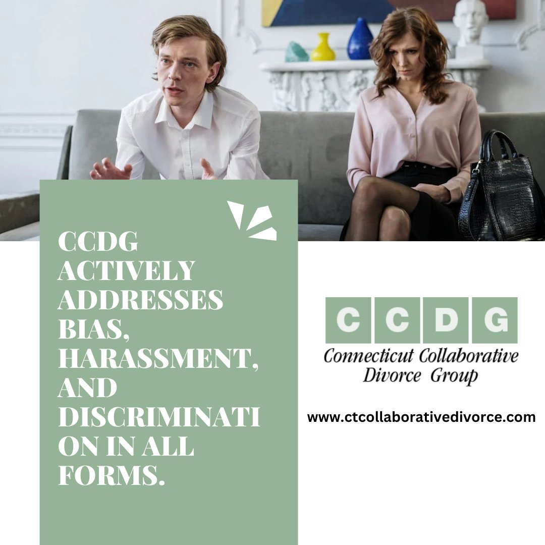 CcdgGroup's tweet photo. CCDG actively addresses bias, harassment, and discrimination in all forms. 

#CollaborativeDivorce #RespectfulResolution #ProtectYourFamily #ChildCenteredDivorce #LegalSupport #SafeSpace #TailoredSolutions #ExpertGuidance #ConflictResolution #PeacefulDivorce #LitigationFree https://t.co/FPQz5HYuRG