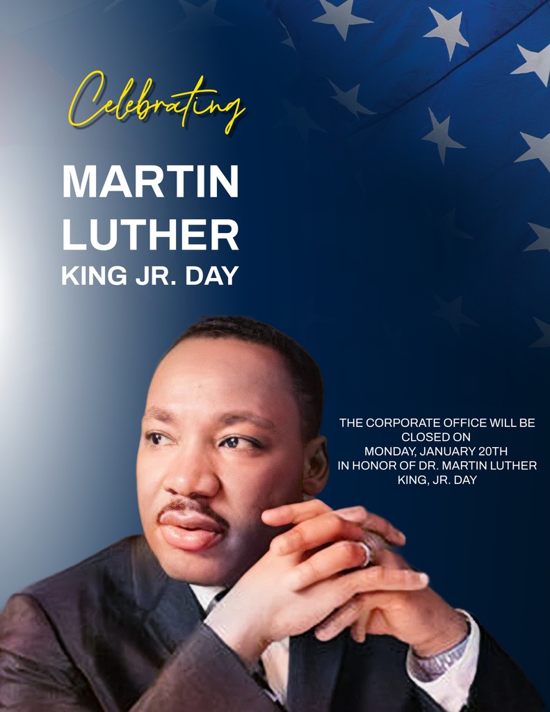 The corporate office will be closed today, January 20th, in honor of Dr. Martin Luther King Jr. day! #MLK #MFM