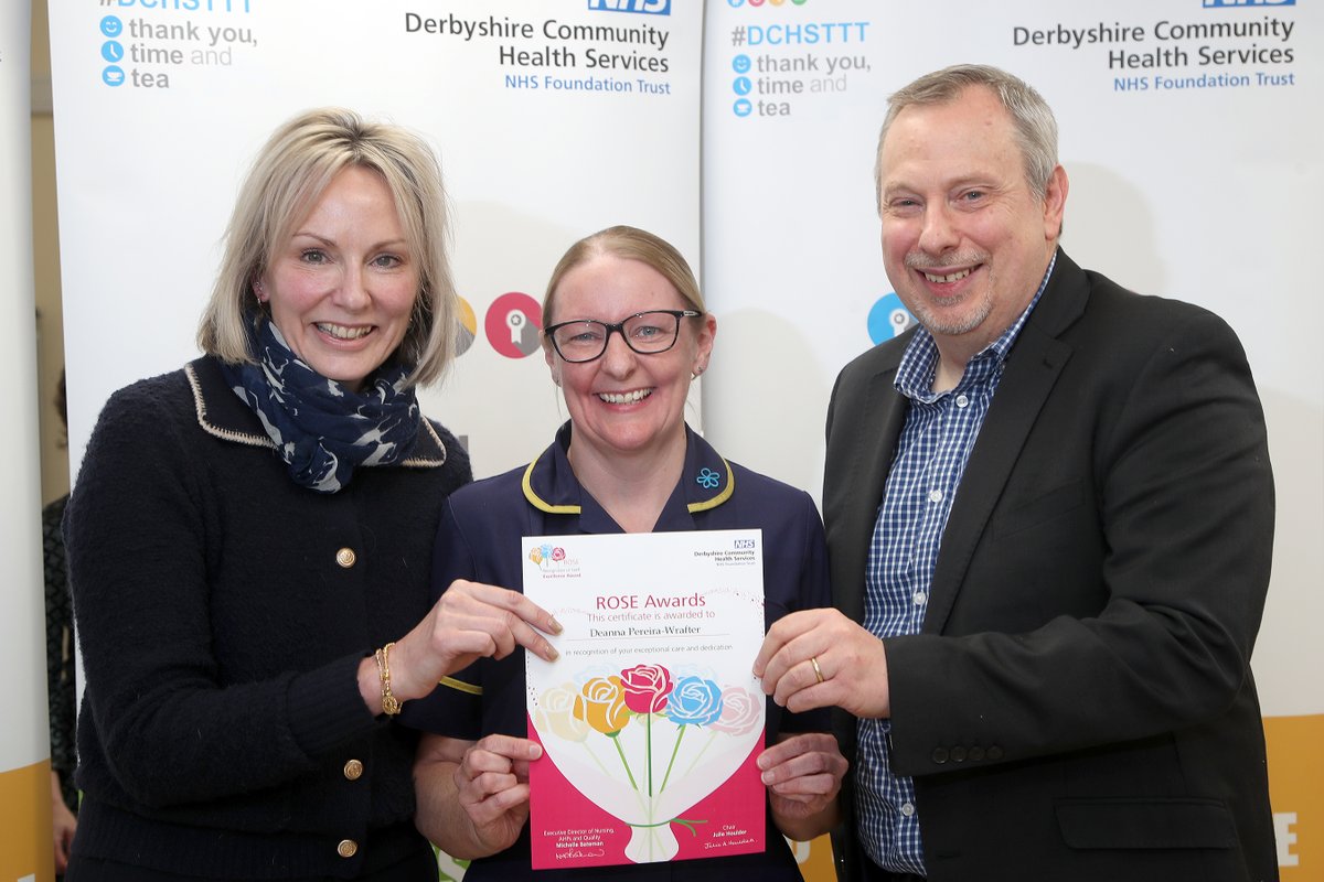 DCHStrust's tweet photo. Congratulations to ROSE award winner, Deanna Pereira-Wrafter from our Dementia Palliative Care team who received her certificate at our recent #DCHSTTT. 

Deanna's nomination said: “Deanna was so caring and compassionate. We cannot thank her enough for her support and kindness." https://t.co/rrjlGh9CgC