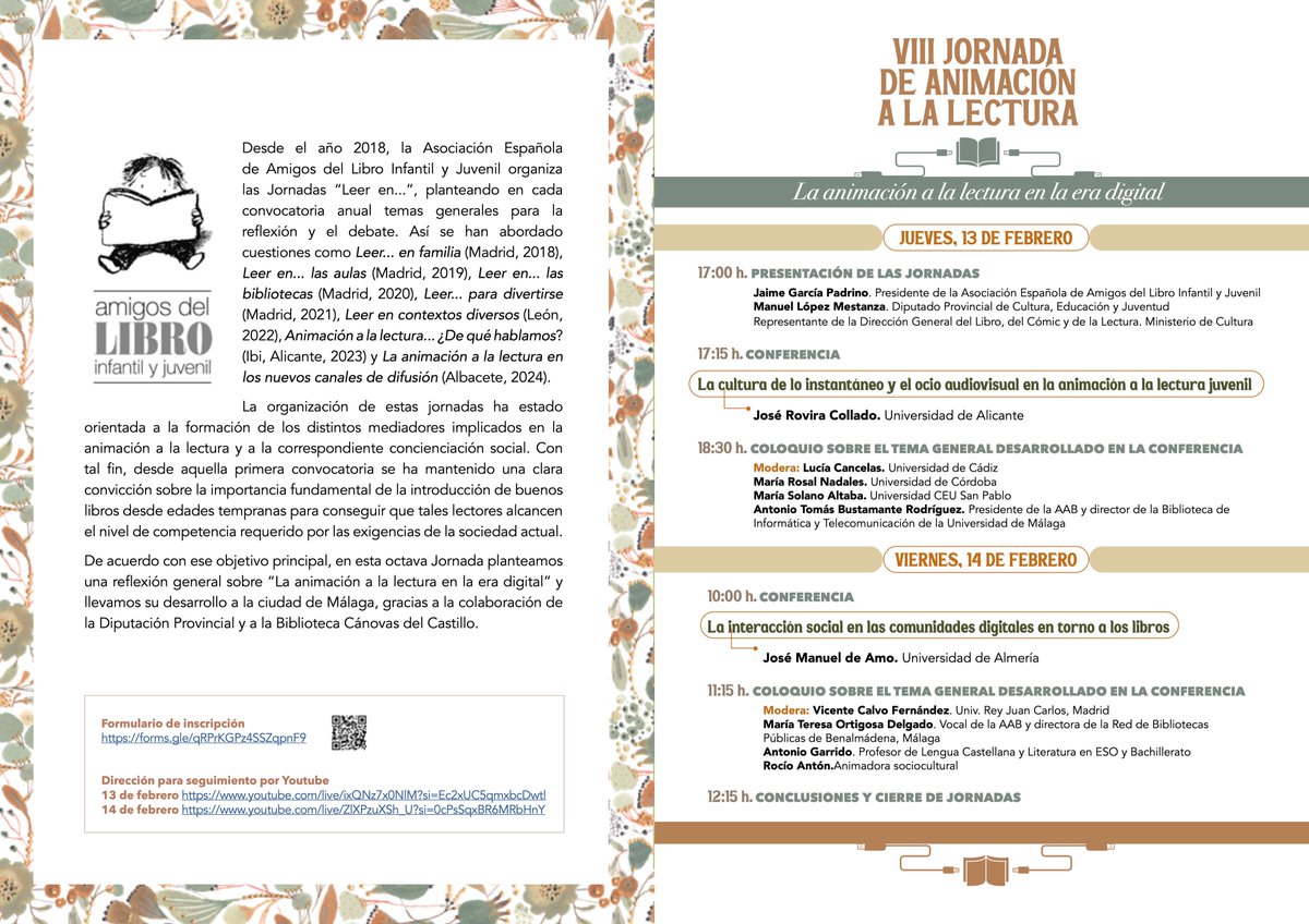 Asociación Amigos del Libro Infantil y Juvenil (@amigosdelibro) on Twitter photo En menos de un mes, celebramos la VIII Jornada de Animación a la lectura, este año sobre la lectura en la era digital. Queremos agradecer el apoyo de <a href="/diputacionMLG/">Diputación de Málaga</a> y de la Biblioteca Cánovas del Castillo. Nos vemos el 13 y 14 de febrero de 2025 en <a href="/CiudadMalaga/">MálagaCiudad</a> ¿Te apuntas? En menos de un mes, celebramos la VIII Jornada de Animación a la lectura, este año sobre la lectura en la era digital. Queremos agradecer el apoyo de <a href="/diputacionMLG/">Diputación de Málaga</a> y de la Biblioteca Cánovas del Castillo. Nos vemos el 13 y 14 de febrero de 2025 en <a href="/CiudadMalaga/">MálagaCiudad</a> ¿Te apuntas?