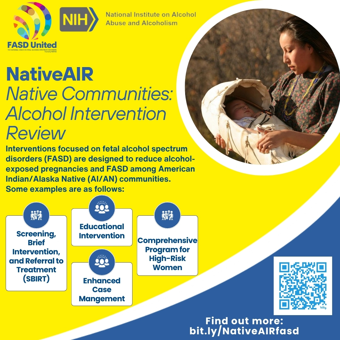 Empowering Native communities with #FASD prevention tools! Check out <a href="/NIAAAnews/">NIAAA News</a> resource featuring interventions like #SBIRT &amp; enhanced case management. Together, let’s prioritize future generations.

🔗 Explore: bit.ly/NativeAIR

#NativeAIR #Prevention #HealthEquity