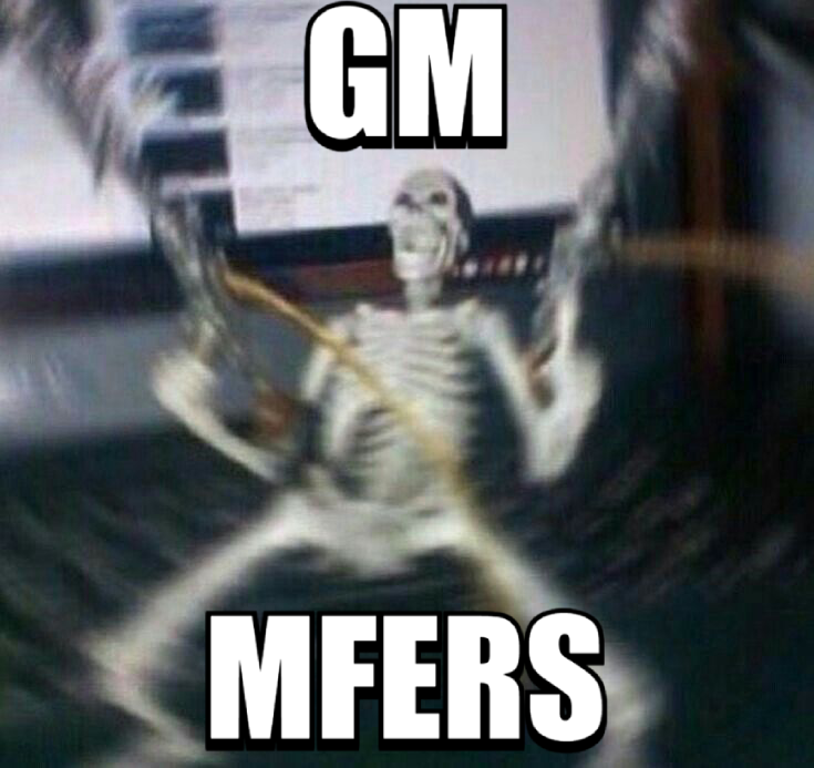 GM MFERS💀
WE'RE RAMPING SHIT UP OVER THE NEXT WEEK📈

🤖DISCORD
📨PASSES
🎫WHITELISTS
❓PROJECT INFO
👨‍💻WEBSITE (TBA)

WE SEE ALL OF YOU INTERACTING ✅
SO MANY WORTHY FOR THE CABAL🫡
🫵💀

#WeAreTheCabal