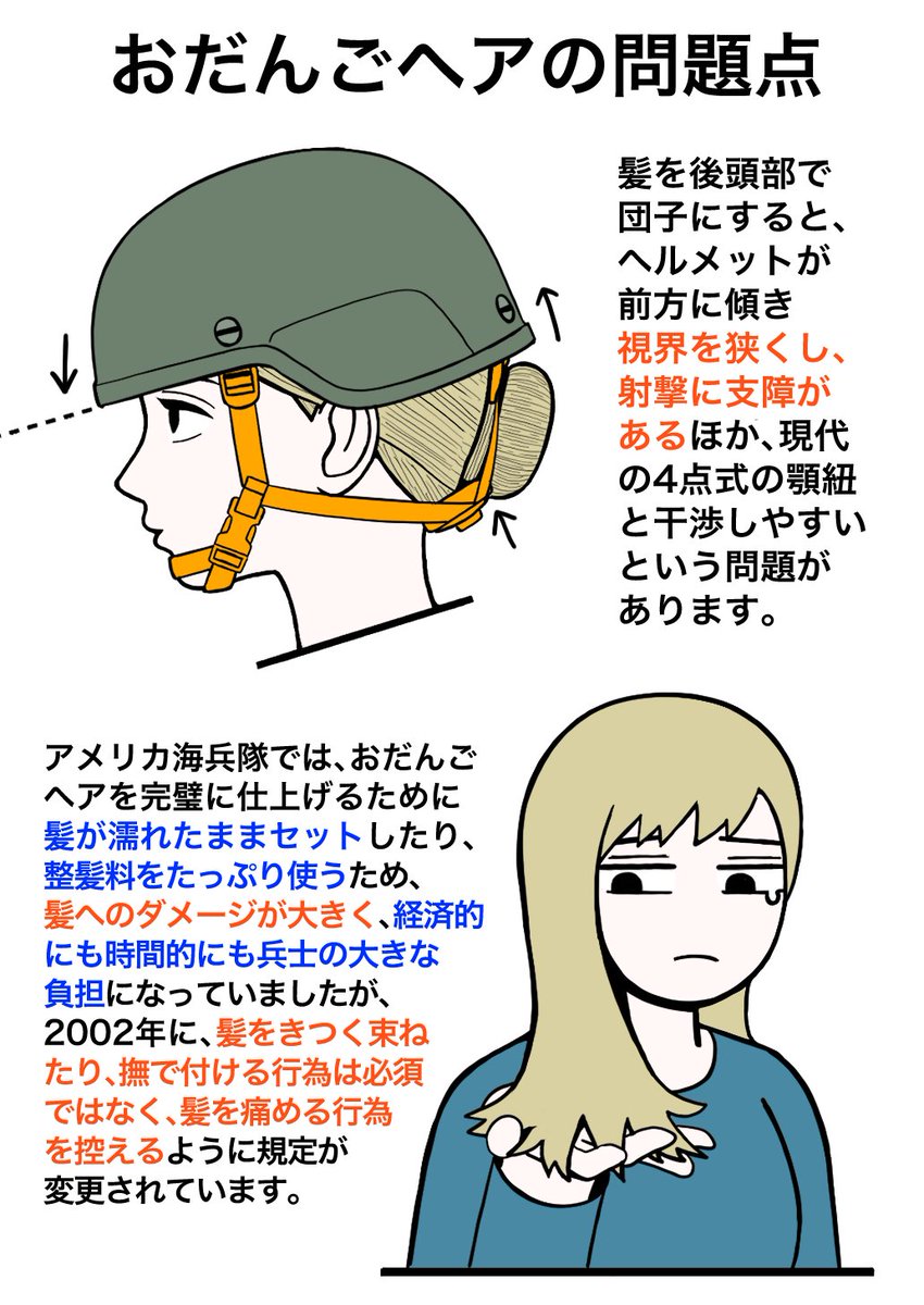 軍隊のおだんごヘアと問題点 
