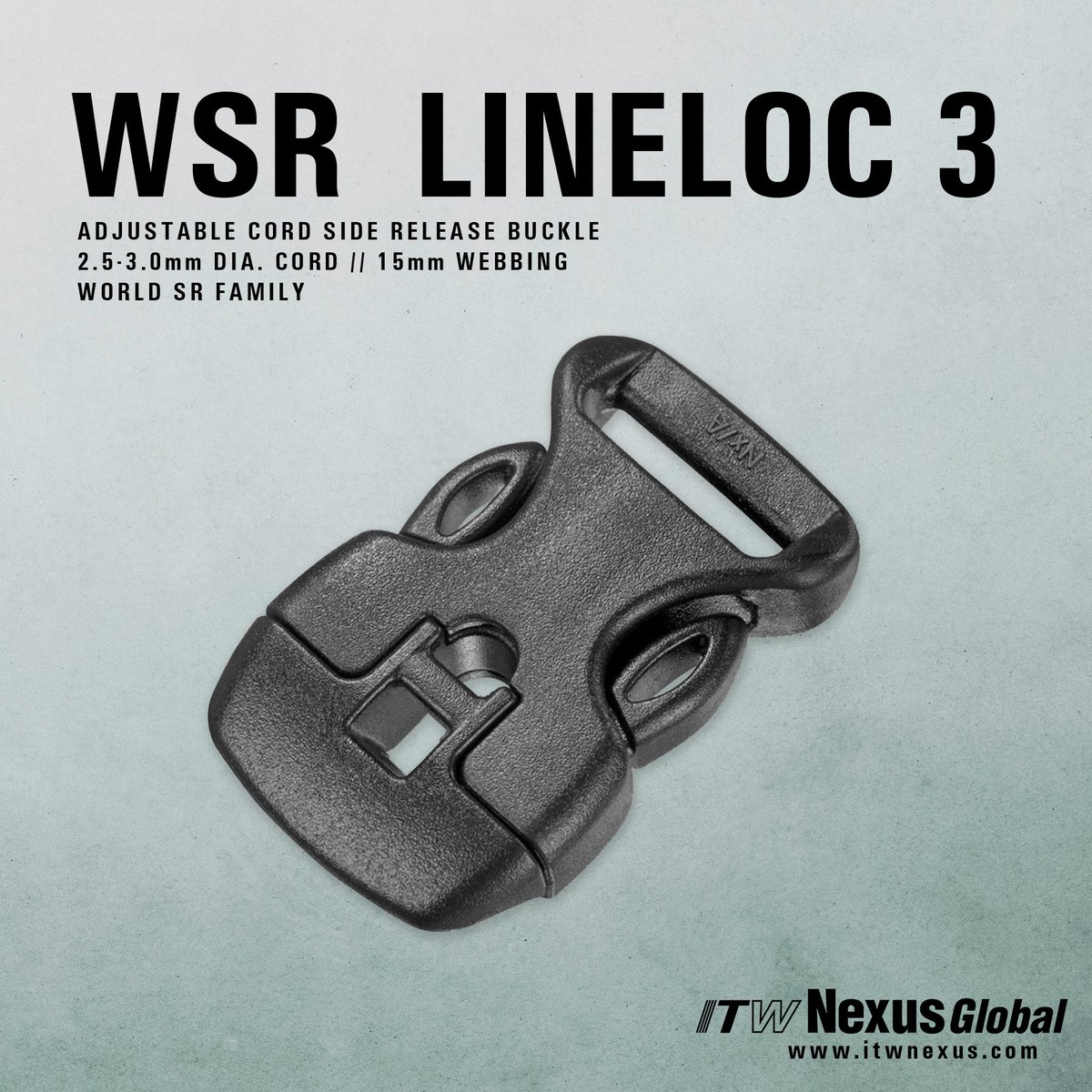 ITWNexusGlobal's tweet image. The World SR LineLoc 3 is a versatile side release buckle designed to work seamlessly with 2.5-3mm cord. Its design combines secure adjustments with quick, reliable release, making it ideal for lightweight gear and outdoor applications. #itwnexus #itwnexusglobal #buckleup