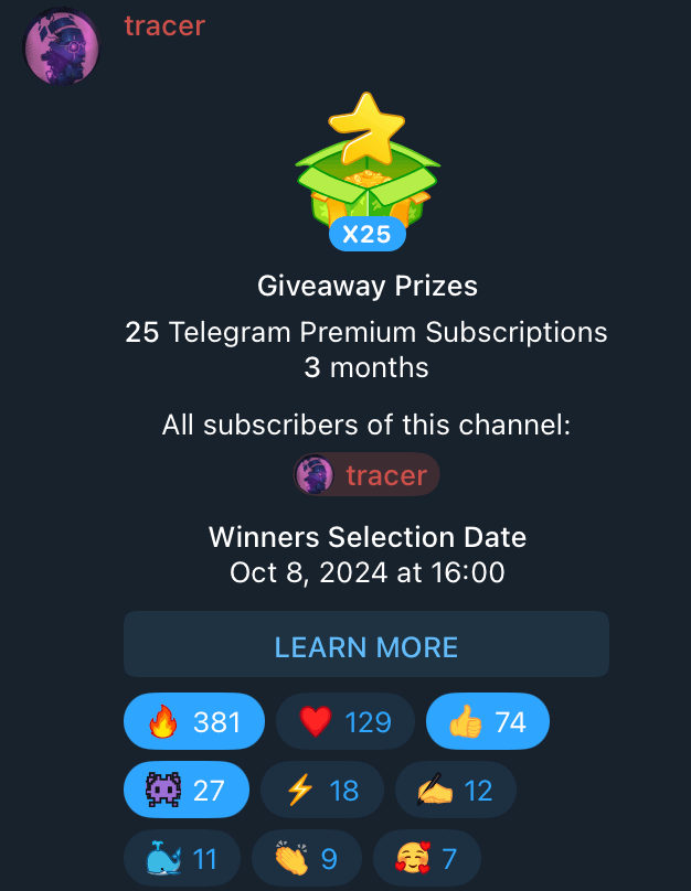 I share all my calls and host $1,000+ giveaways in my TG

Also I run $100 to $100,000 challenge inside

Make sure to subscribe, while it's still open for FREE!

Link: t.me/tracerAlpha