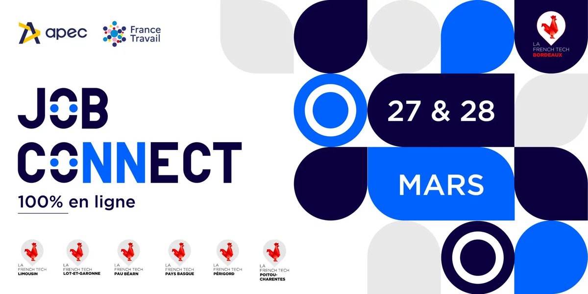 FrenchTechBdx's tweet photo. 🆕 Le #JobConnect revient en ligne les 27 et 28 mars 2025 🙌
Vous êtes une entreprise qui recrute ?
Inscrivez-vous et déposez vos offres 👉 https://t.co/dsbwG5sBH4
Vous êtes un candidat à la recherche d'un job ?
Pré-inscrivez-vous 👉 https://t.co/Bbsl4cvfnP https://t.co/SOtSrm74M0