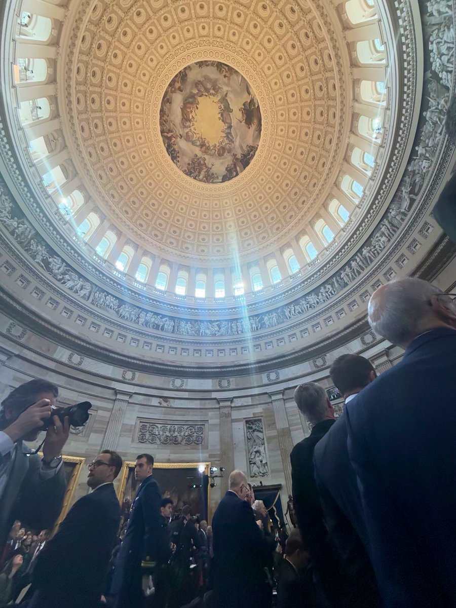 AndyKimNJ's tweet photo. I’m in the Rotunda right now as we prepare for the Inauguration. We are gathered to enact the peaceful transfer of power. This isn’t just about Jan 20 2025, it’s about 2029, 2033, 2037, etc. Let us all pledge today to always commit to the peaceful transfer of power. https://t.co/FLeZcqkYp4