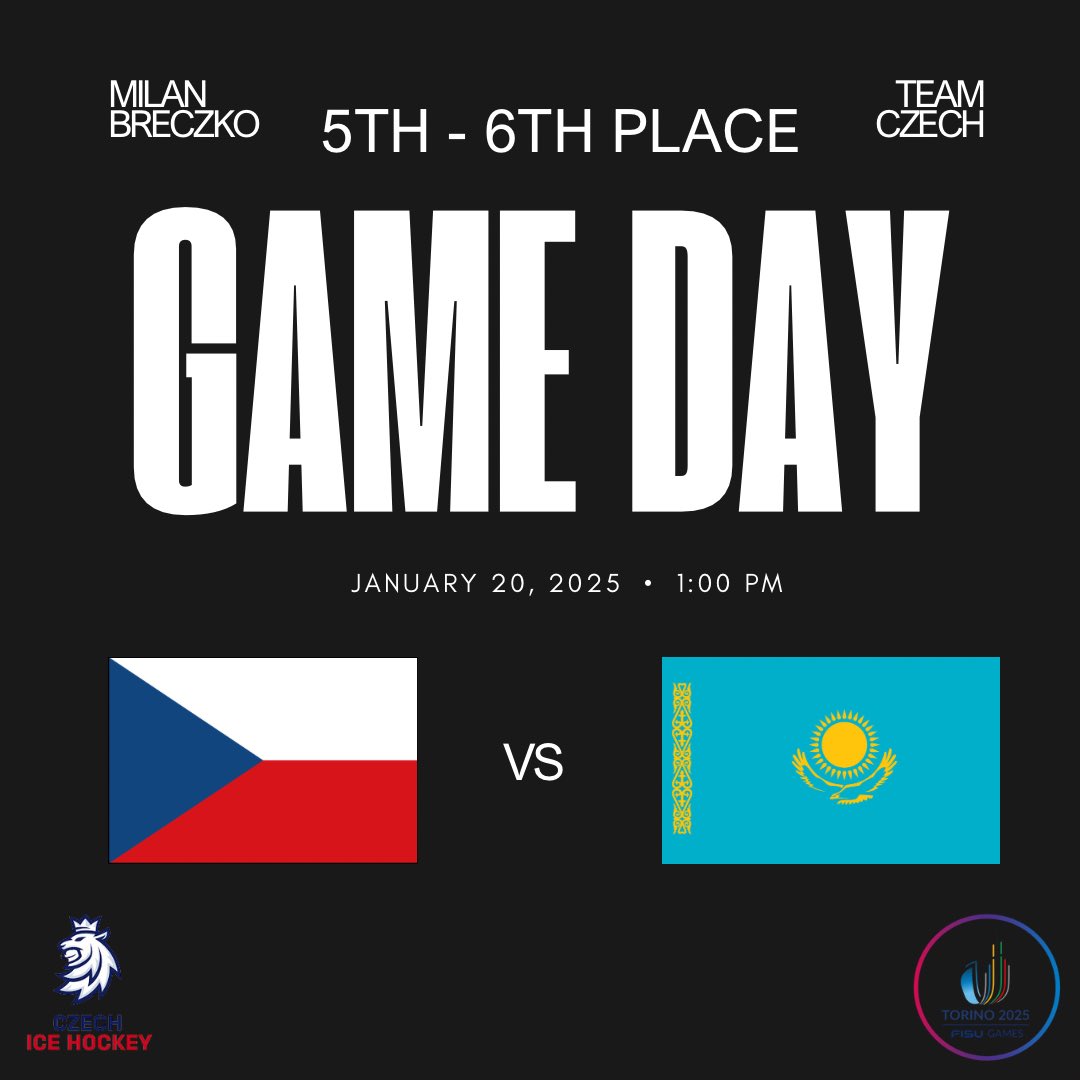 Midland_Hockey's tweet photo. Tune into The World University Games at 1:00PM to support Milan Breczko while he plays for Team Czech against Team Kazakhstan!
Today's game is their last game, and they will be fighting for their place!🔥
Let's go Czech!💪🏼
#midlanduniversity #teamczech
#worlduniversitygames2025 https://t.co/ckeFcQWzBI
