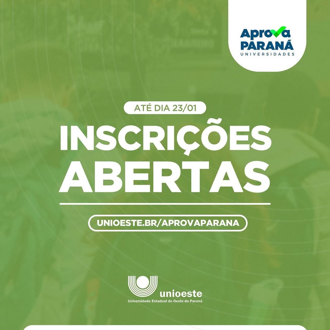 📣📣Estão abertas as inscrições para o programa Aprova Paraná Universidades ; e a Unioeste está preparada para te receber.

As inscrições seguem até 23 de janeiro.

➡️➡️Entenda como garantir sua vaga, acesse: unioeste.br/aprovaparana