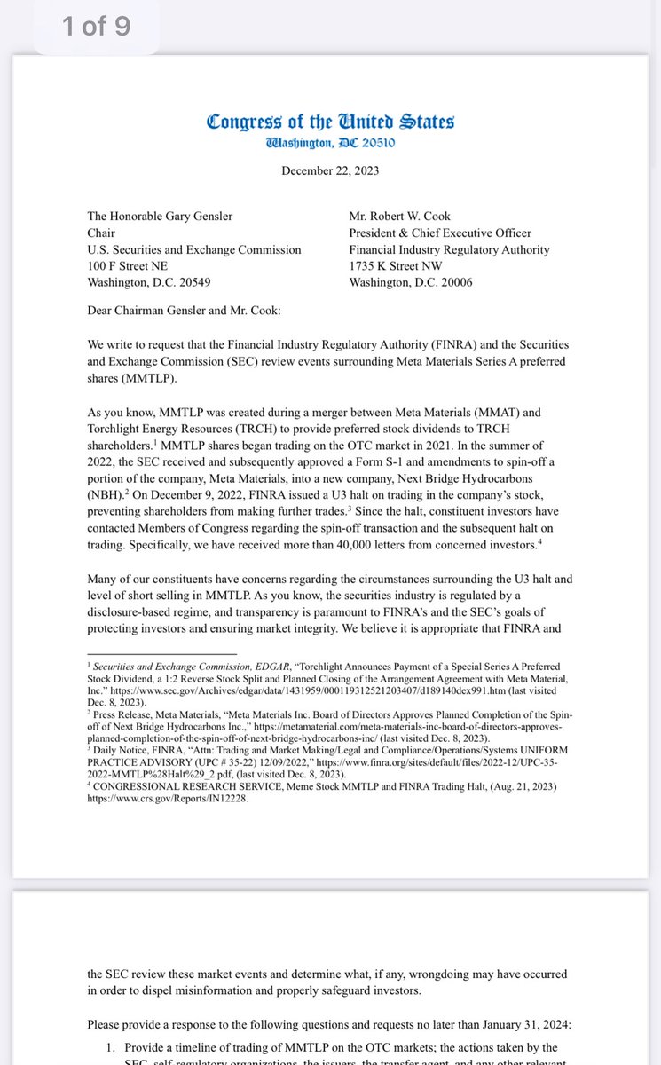 fakeshares505's tweet photo. @RepJamesComer @DevinNunes @JDVance 

Referencing our open letter, it serves as an example of potential stock counterfeiting. 

Why on earth haven't you simply requested a broker share count through a subpoena? As the chair of @GOPoversight, you have that authority.

What’s the hold-up? https://t.co/tgJij9KHk1