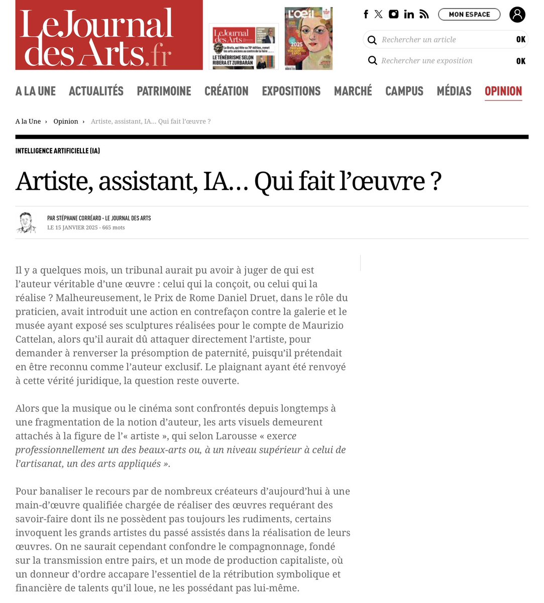 Stéphane Corréard (@correards) on Twitter photo Dans un mouvement lynchien, l’actualité fait écho à mon dernier édito dans <a href="/JDAofficiel/">Le Journal des Arts</a>, consacré aux artistes qui font appel à d’autres pour réaliser leurs œuvres, sans les créditer… Dans un mouvement lynchien, l’actualité fait écho à mon dernier édito dans <a href="/JDAofficiel/">Le Journal des Arts</a>, consacré aux artistes qui font appel à d’autres pour réaliser leurs œuvres, sans les créditer…