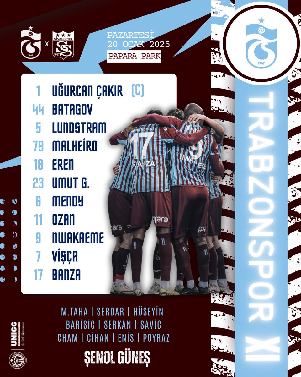 Net Global Sivasspor karşısındaki ilk 11’imiz belli oldu.

#ÜniversiteliTrabzonsporlular