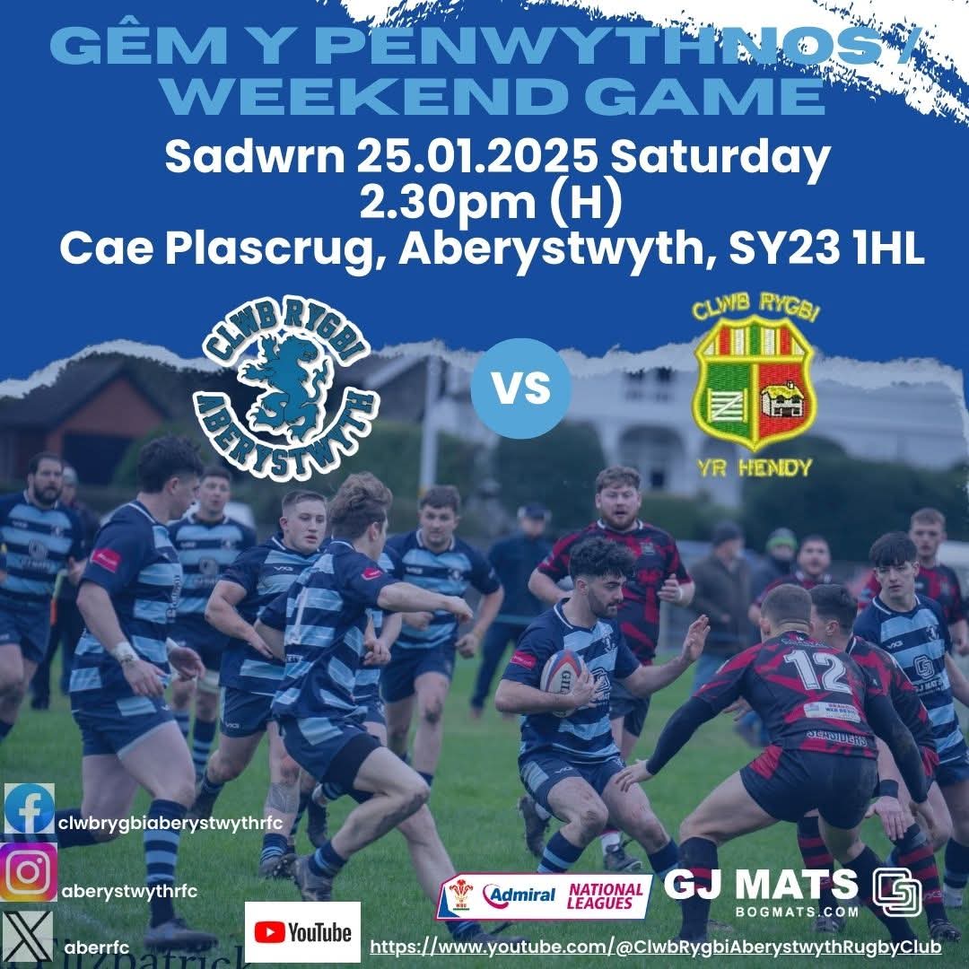 🏉 Gêm y Penwythnos / Weekend Game 🏉

Y tîm cyntaf nôl ar Gae Plascrug dydd Sadwrn yn erbyn Yr Hendy.

Cic gyntaf am 2.30yp.

Dewch lawr i gefnogi'r bois!

First XV team are back at Plascrug on Saturday against Yr Hendy in a league game.

KO 2.30pm

facebook.com/events/1806459…