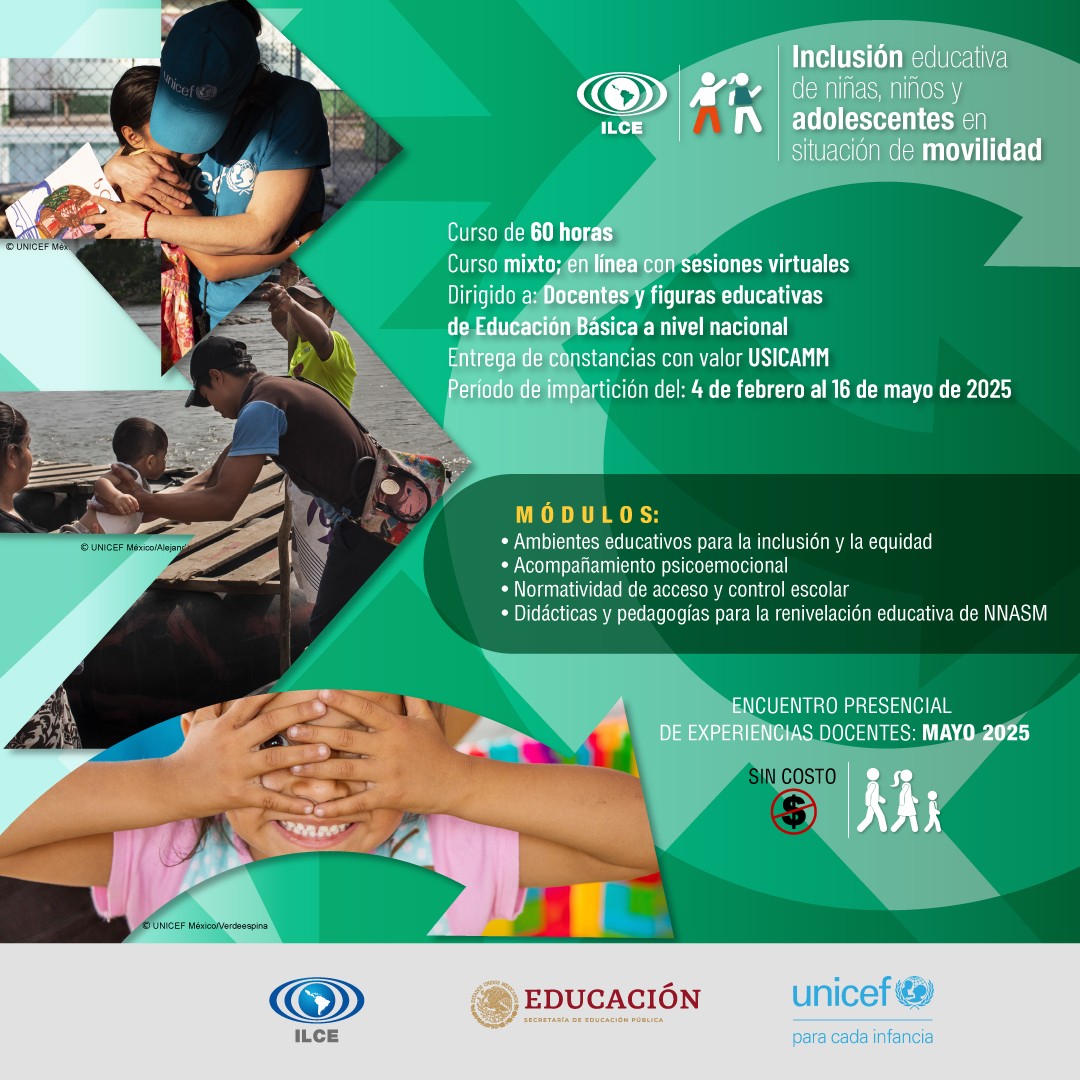 IME_SRE's tweet photo. ¡Forma parte de la transformación educativa! ✨
Te invitamos a participar en el curso “Inclusión educativa de niñas, niños y adolescentes en situación de movilidad”, destinado para docentes y miembros del #PROBEM que ofrece @UNICEF y @ILCEedu
¡No te lo pierdas!
@SRE_mx https://t.co/31xwShgJvx