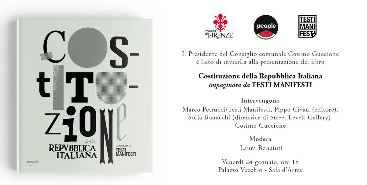 A Firenze, venerdì, con Marco Petrucci (Testi Manifesti) e la "sua" Costituzione. <a href="/peoplepubit/">People</a>