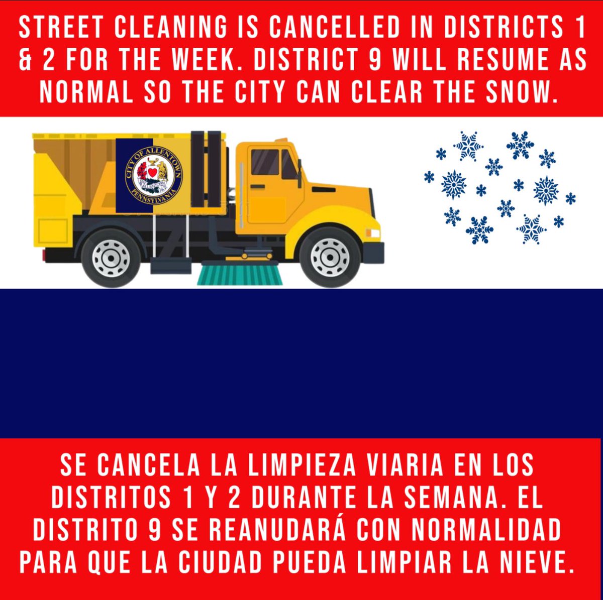 You can find your district at:
allentownparking.com/parking/street…

Street Cleaning Hotline at (610) 437-7636.