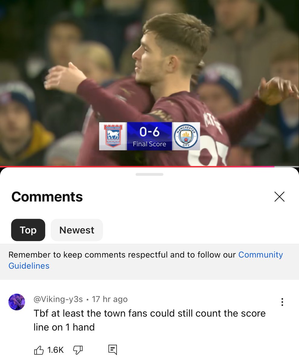 COYIronscom's tweet photo. This comment on the Ipswich vs Man City highlights 🤣 https://t.co/SEFVK8sq7f