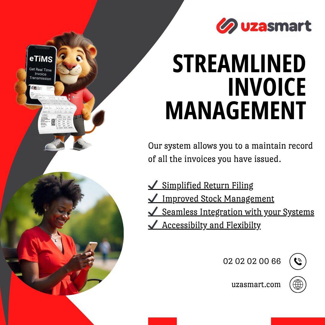 onetouchlimited's tweet photo. Simplify your invoice management process and record maintenance with Uzasmart.
Stay compliant, save time and focus on growing your business.
#InvoicingMadeEasy #KRACompliance #InvoiceManagement #uzasmart #SmartSolutions. https://t.co/HZb4Kpkwwk