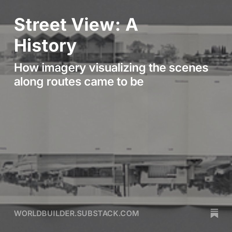 Christopher Beddow (@cbed32) on Twitter photo My latest writeup talks about the history of street view as a concept: substack-proxy.glitch.me/articles/world… My latest writeup talks about the history of street view as a concept: substack-proxy.glitch.me/articles/world…