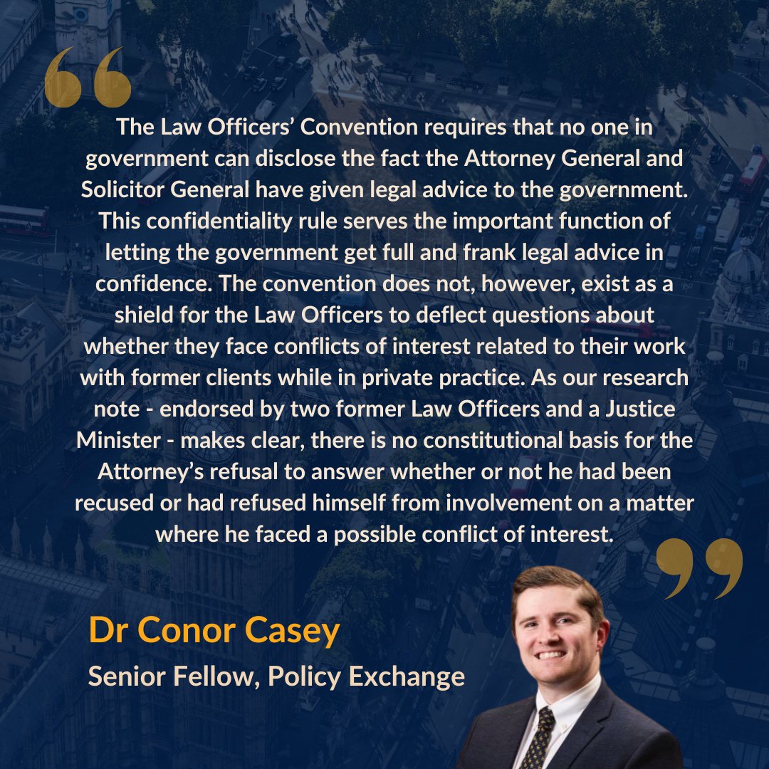 8/9 Report author Dr Conor Casey (<a href="/Caseyco231/">Conor Casey</a>) – Senior Fellow at Policy Exchange and an expert on the law and practice of the law officers – commented: