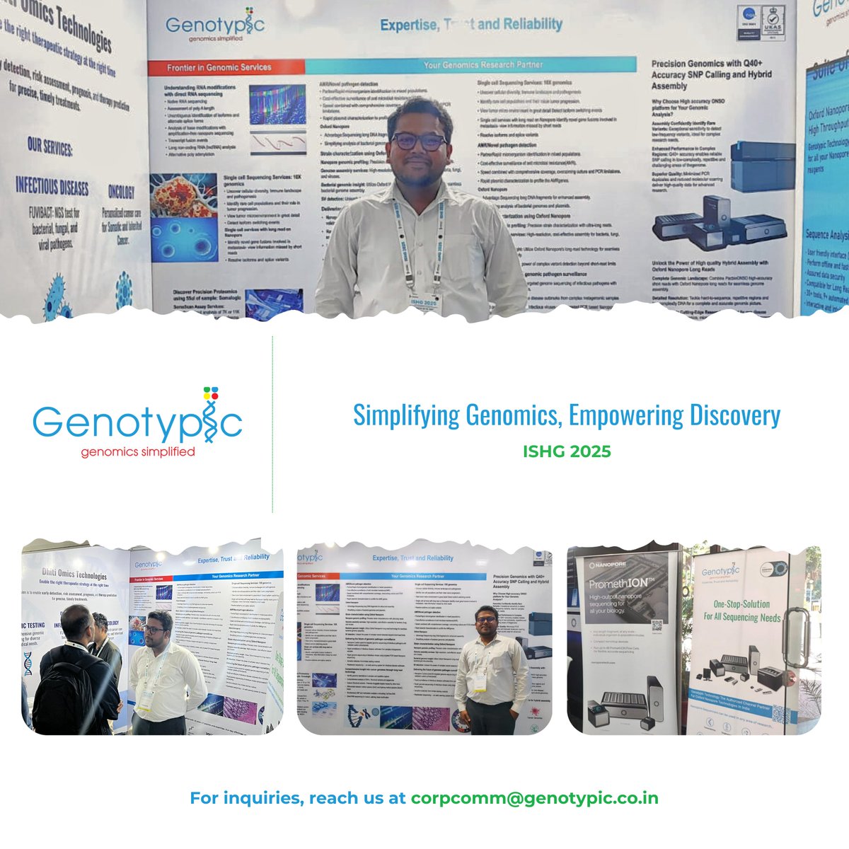 Genotypic Technology (@genotypictech) on Twitter photo 🌟 Day 1 at ISHG 2025 was a success! 🌟
<a href="/GenotypicTech/">Genotypic Technology</a> connected with the brightest in genomics at NIMHANS, showcasing our cutting-edge solutions in sequencing & precision genomics.
Catch us tomorrow (21st) & the 22nd at Exhibit No. 15!
#GenotypicTechnology #HumanGenetics 🌟 Day 1 at ISHG 2025 was a success! 🌟
<a href="/GenotypicTech/">Genotypic Technology</a> connected with the brightest in genomics at NIMHANS, showcasing our cutting-edge solutions in sequencing & precision genomics.
Catch us tomorrow (21st) & the 22nd at Exhibit No. 15!
#GenotypicTechnology #HumanGenetics