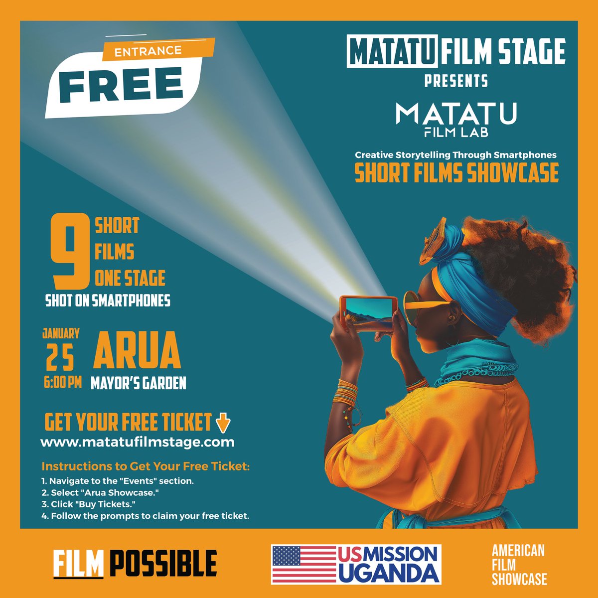 matatufilmstage's tweet photo. Arua, Get ready for a cinematic experience. We are bringing you short films created during the 2024 #matatufilmlab! π₯
π Mayorβs Garden
β° 6 PM
ποΈ FREE
Donβt miss this celebration of creativity and community. Grab your FREE ticket now: https://t.co/EFM7L7nLMx https://t.co/q5ACdY3XOL