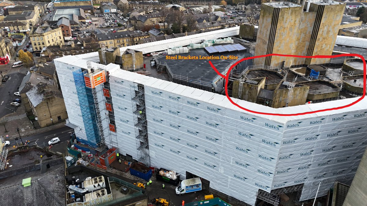 Progress update from the Lloyds Bank Building, Halifax! 🚧 Today, we're installing steel brackets along the roof—many are already in place, with a few more to go. Everything’s shaping up nicely as we restore this iconic structure! 💪 #HeritageRestoration #Halifax