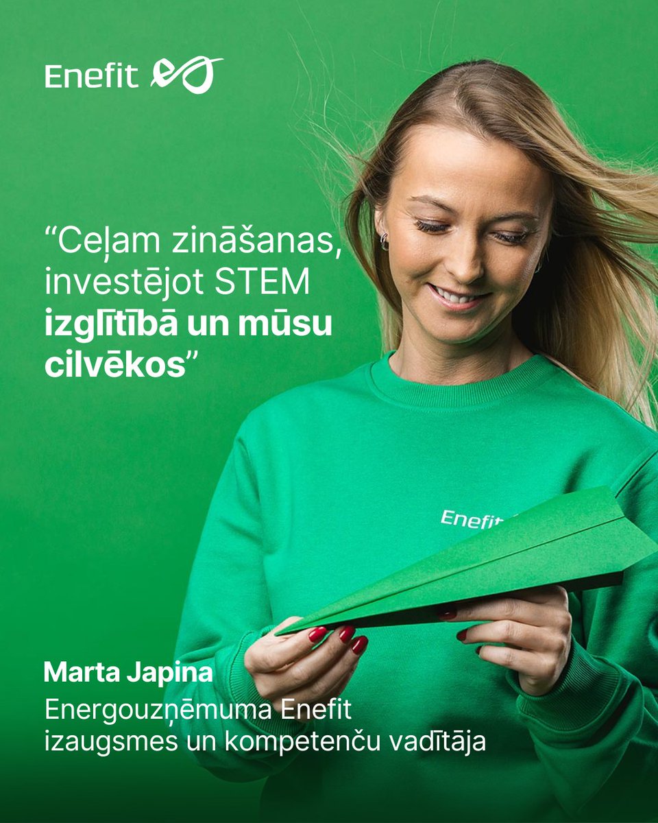 "STEM izglītība ir atslēga sabiedrības izaugsmei un Latvijas konkurētspējai," uzsver Marta Japina, Enefit izaugsmes un kompetenču vadītāja.

Ieskaties, kā Enefit enerģija maina Latviju 👉 shorturl.at/4Kymn