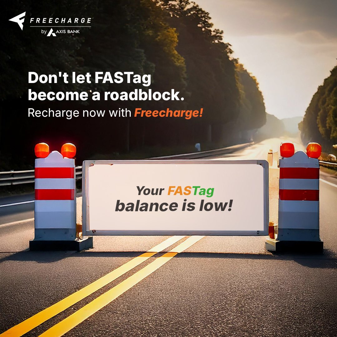 Freecharge's tweet photo. The only stop you should make is for selfies. 🤳🏻
FASTag recharges? Freecharge it now! ☑️
.
.
#freecharge #freechargeupi #fastag #recharge #fastagrecharge https://t.co/5Up6yId5r6