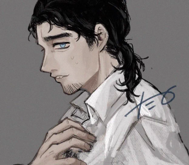 綺麗にして髭剃って髪纏めてって言われたのでらくがき。痣は化粧で隠せるけど酒臭い