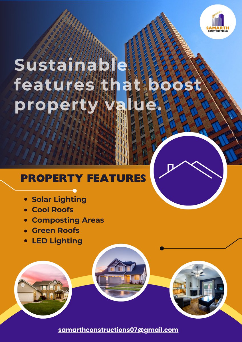 SamarthCon72025's tweet photo. Boost your property's value with sustainable features: ☀️ Solar lighting 📷 Green roofs 📷 Composting areas 📷 LED lighting. Smart, eco-friendly choices for a brighter future! 📷📷 #Sustainability #EcoFriendlyLiving #strengthineverystructure https://t.co/2YZjYzV6Vg