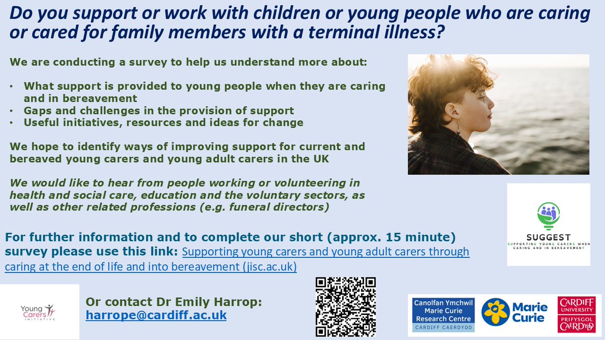 ZoeKay83's tweet photo. 🔜 Deadline 31st January! ⚠️
If you work with current or #bereaved young/young adult #carers in UK please take part in this short
@MarieCurieEOLC
funded survey, looking at cross sector support at the end of life and in bereavement. Thank you 🙂 https://t.co/XgMZiF3IbA https://t.co/Bmx0NLHl8w