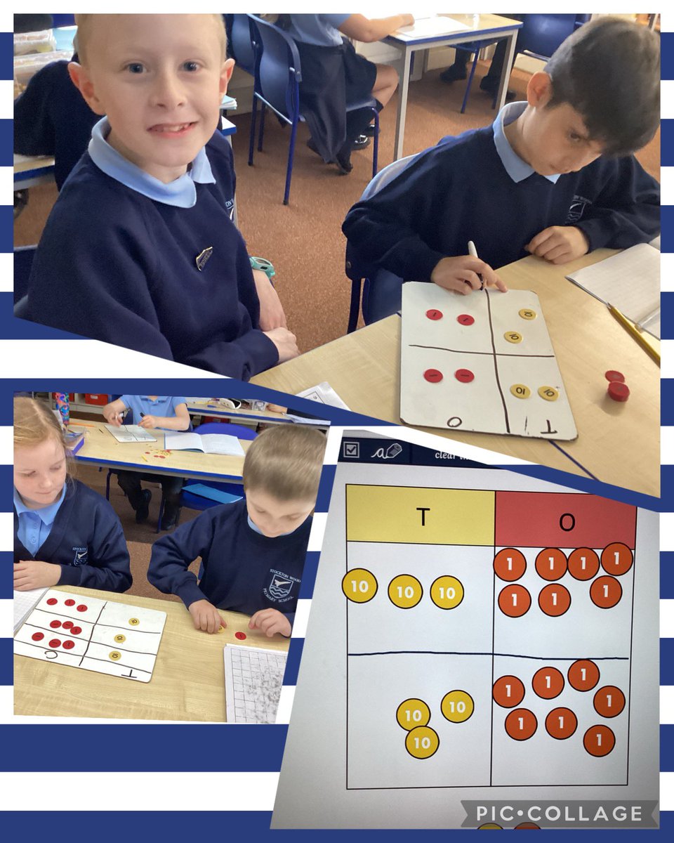 In Maths, we’ve been using place value counters to help us work out multiplication questions. #stocktonwoodmaths