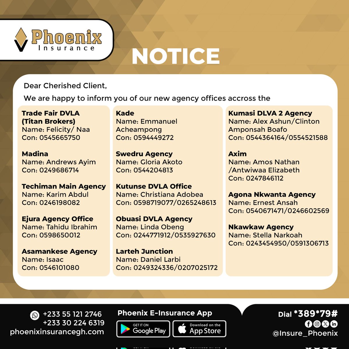 Insure_phoenix's tweet image. Exciting News!
We’ve expanded to serve you better! Check out our new agency offices across the country and connect with us at a location near you. 

#PhoenixInsurance
#InsuranceMadeEasy