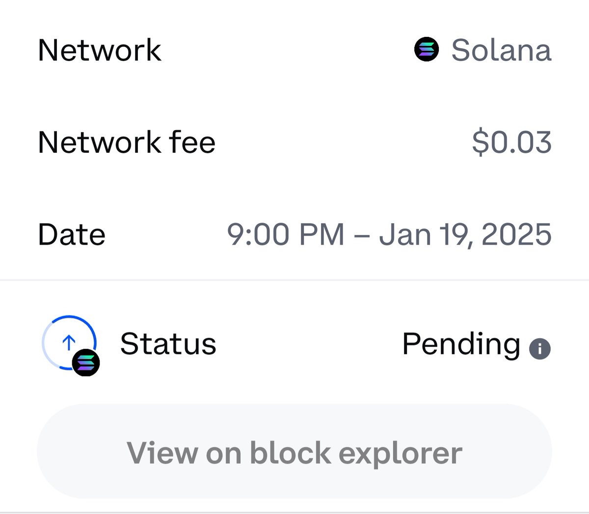 Hey <a href="/coinbase/">Coinbase 🛡️</a> , you have been processing my solana transaction for 15 hours. I have lost control of my funds, even though they have been confirmed on chain? Hello??