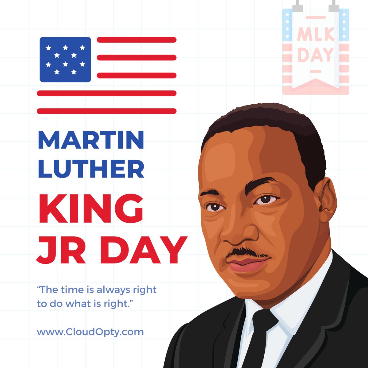 cloudopty's tweet photo. Honoring Martin Luther King Jr. Day 
Dr. King inspired us with his belief that "Faith is taking the first step even when you don't see the whole staircase. At CloudOpty, we empower businesses to take that first step toward innovation &amp; transformation with cloud solutions
 #mlkday https://t.co/6EwDkRhZg5