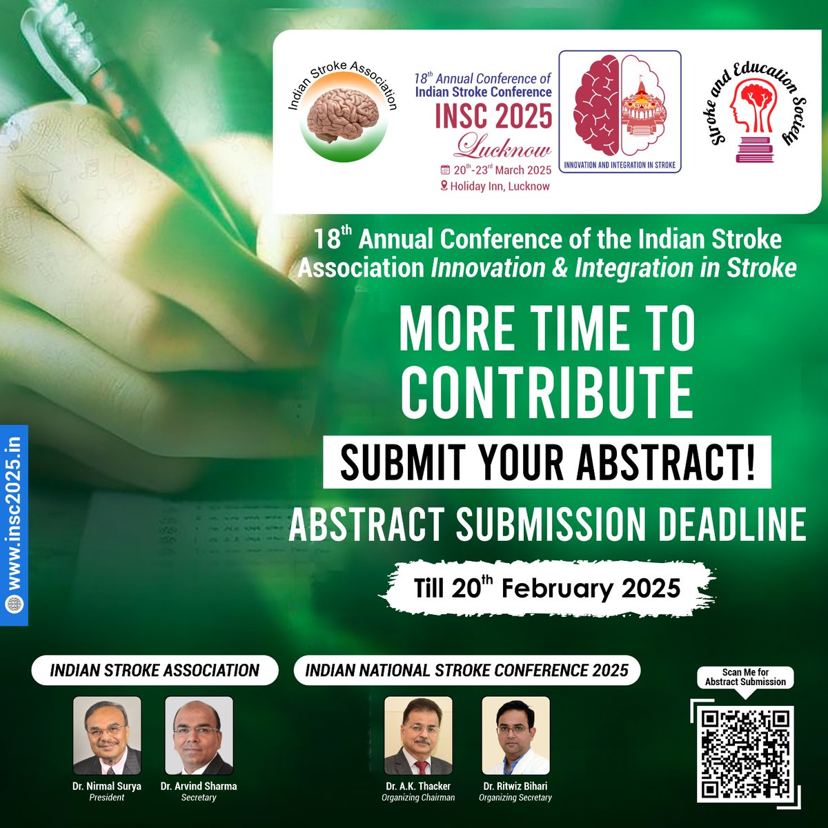 Hurry Up!!🤗🤗
.
.
Contribute to the Advancement of Stroke Research🌟🌟
.
.
Submit Your Abstract by 20th February 2025🧠
#doctor #neurologista #helathylifestyle #MedicalConference #socialmedia #lucknow #events #hospital #indianstrokeassociation #conference