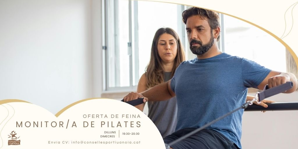 C.E. de l'Anoia (@ceanoia) on Twitter photo 🧘♀️✨ OFERTA DE FEINA: MONITOR/A DE PILATES ✨🧘♂️
T’agradaria treballar com a monitor/a de Pilates? 🙌
🗓️ Febrer a juny
🕒 Dilluns i dimecres, 19:30-20:30
🚗 ROPEC i mitjà de transport
📩 Envia CV a info@consellesportiuanoia.cat
#Pilates 🧘♀️✨ OFERTA DE FEINA: MONITOR/A DE PILATES ✨🧘♂️
T’agradaria treballar com a monitor/a de Pilates? 🙌
🗓️ Febrer a juny
🕒 Dilluns i dimecres, 19:30-20:30
🚗 ROPEC i mitjà de transport
📩 Envia CV a info@consellesportiuanoia.cat
#Pilates